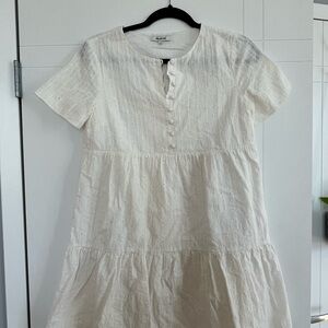 Madewell Cream Button-Front Midi Dress